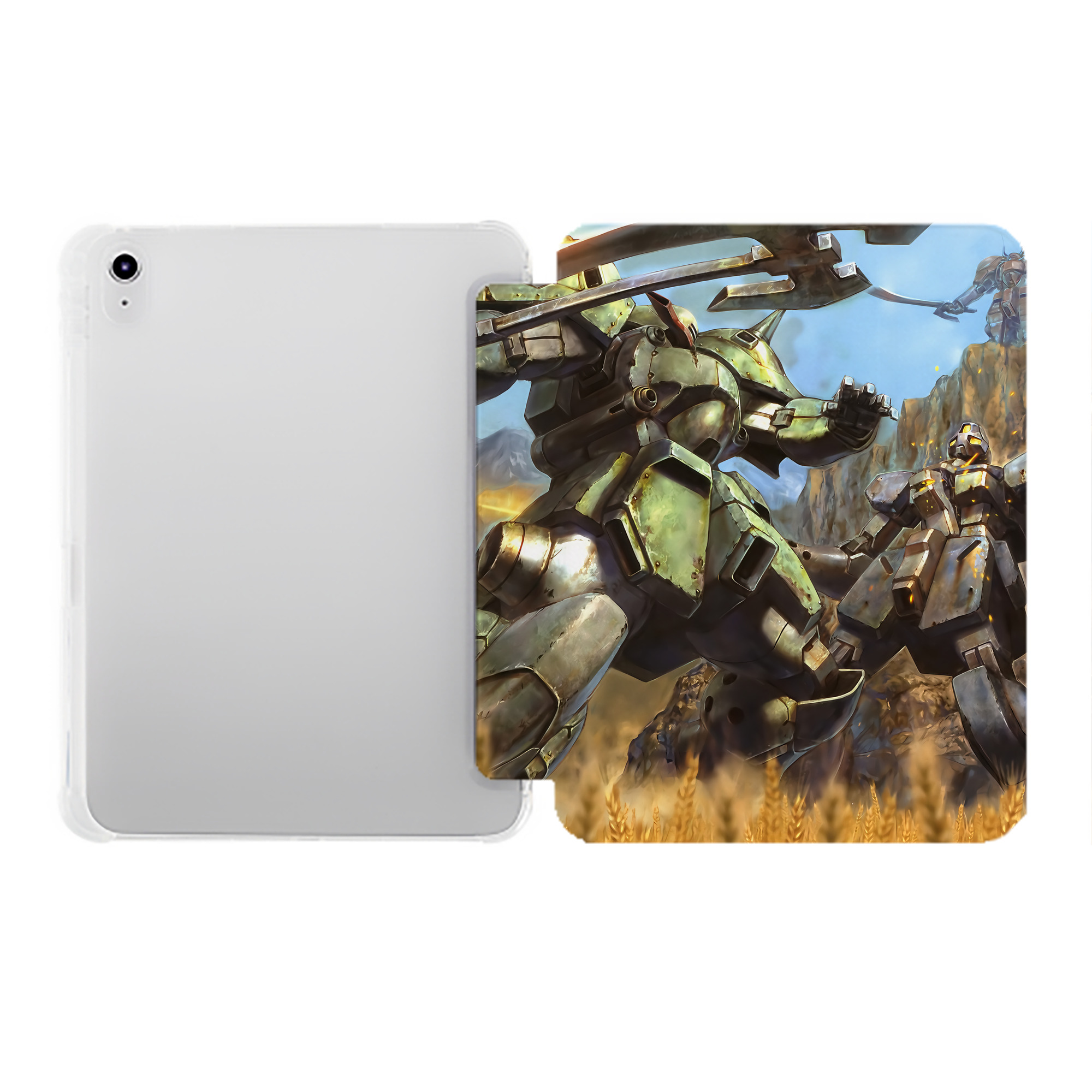 （画像用） 機動戦士ガンダム Mobile Suit Gundam IPad ケース ペン収納付き 三つ折りスタンド PUレザー×シリコン 対応機種9.5/10.5/10.9インチ